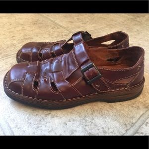 Josef Seibel Brown Leather Sandals Shoes Size 38
